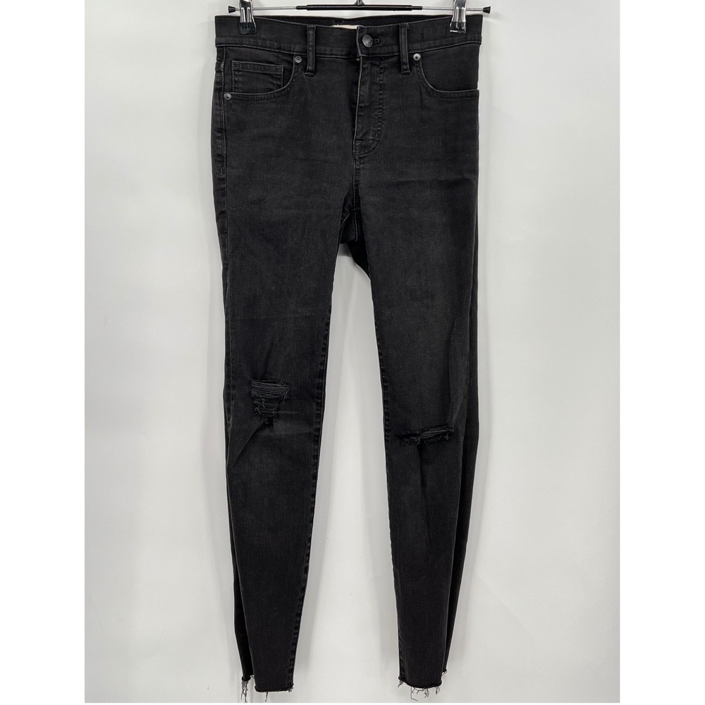 Madewell 26 9" High-Rise Skinny Jeans Womens Black Distressed Raw Hem